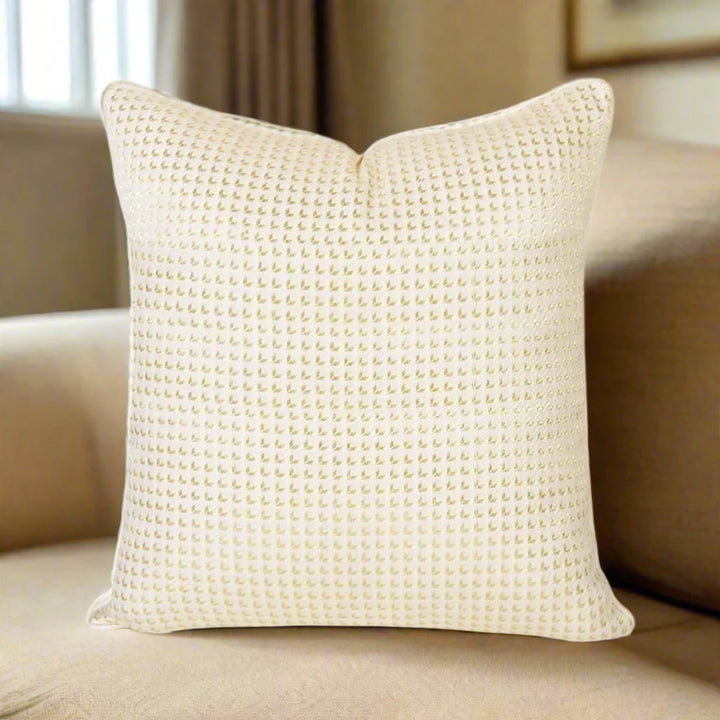 Champagne Gold Satin Geometric Cushion Cover