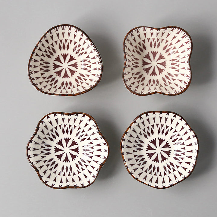 Set of 4 Assorted Ceramic Painted Small Serving Bowls