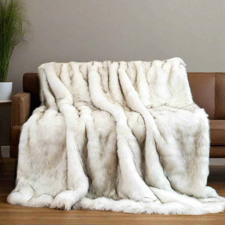 luxury cream faux fur blanket