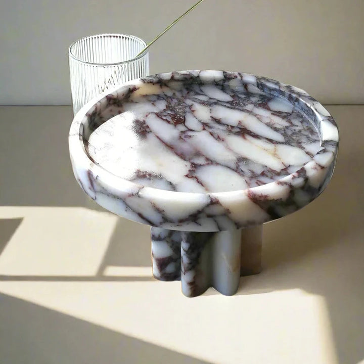 Luxury Handcrafted Solid Calacatta Viola Marble Plinth Tray