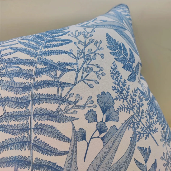 Luxury Home Decor White and Blue Chinoiserie Floral Cushion Cover