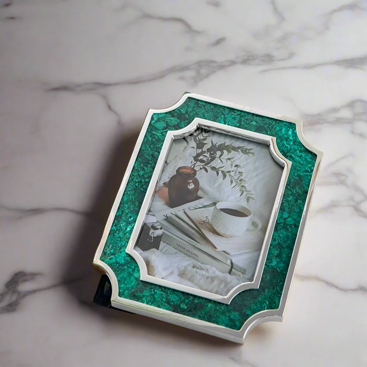 Luxury Green Malachite Silver Photo Frame