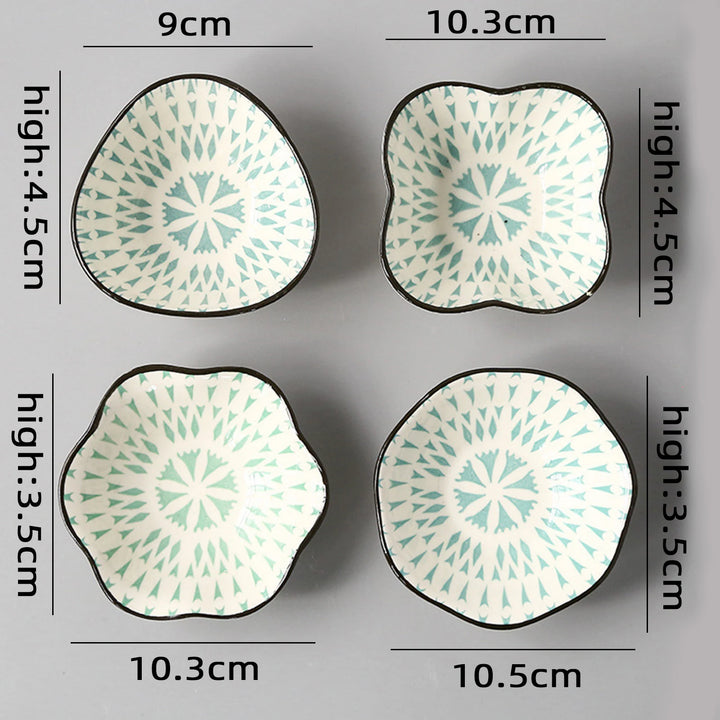 Set of 4 Assorted Ceramic Painted Small Serving Bowls