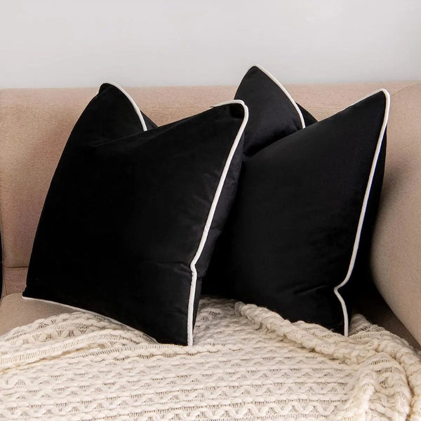 Luxury Contemporary Velvet Contrast Piping Cushion Cover