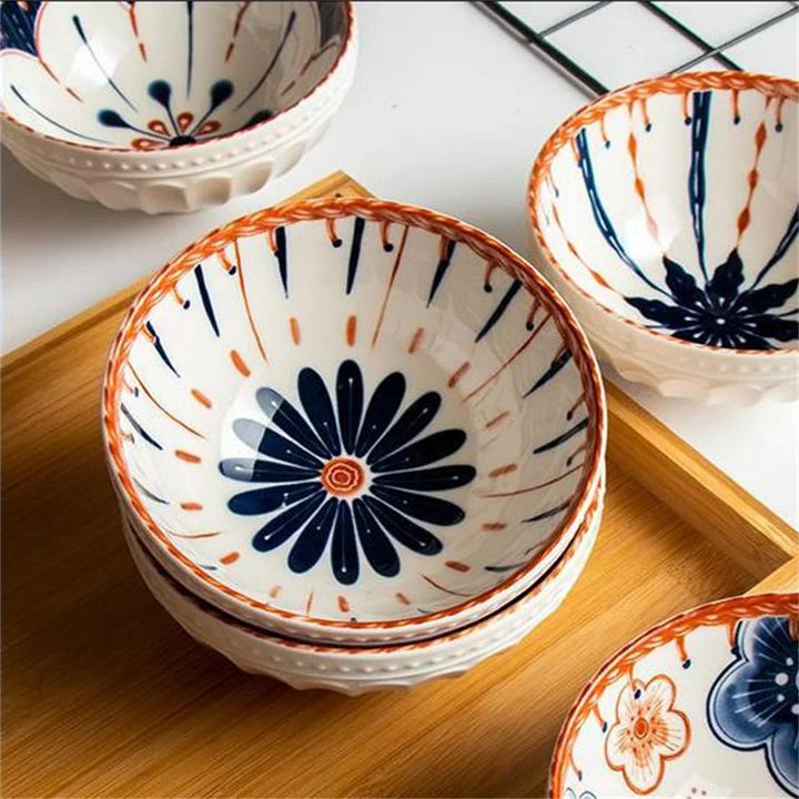 Luxury Set of 6 Japanese Style Glazed Bowl Gift