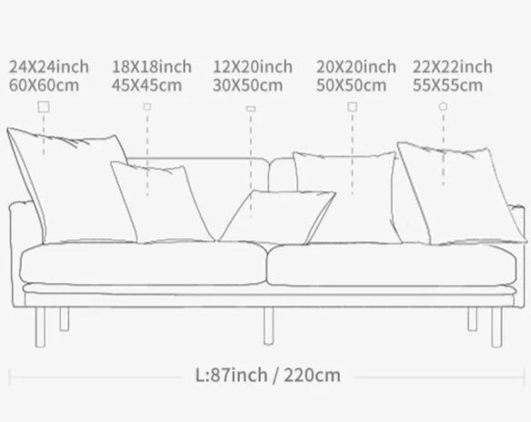 sofa cushion size guide