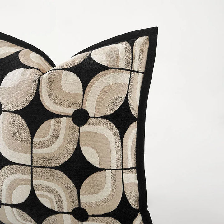 Modern Beige Black Abstract Pattern Cushion