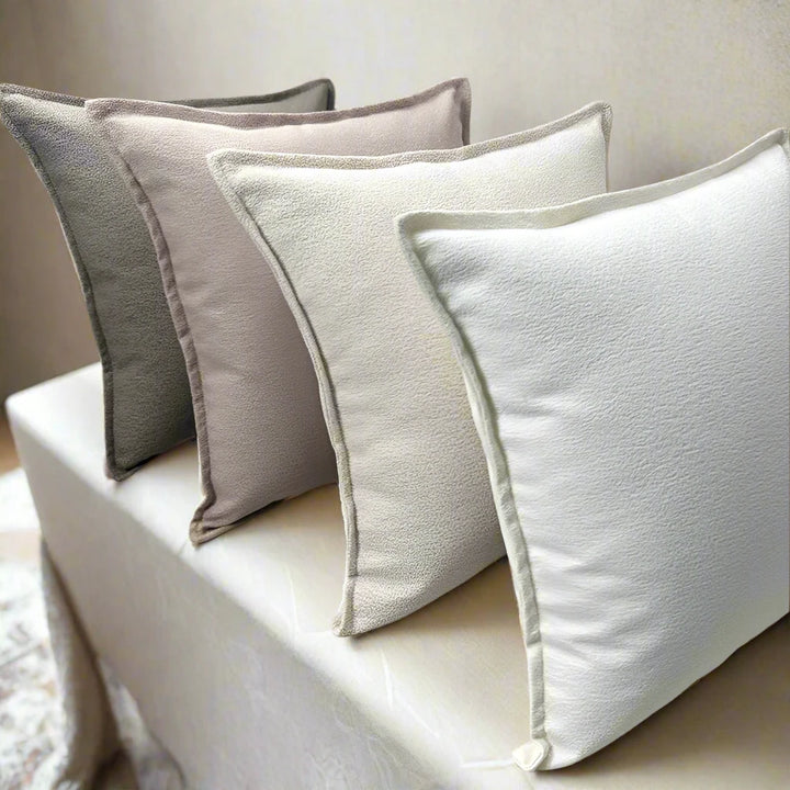 Neutral Textured Boucle Piped Cushion