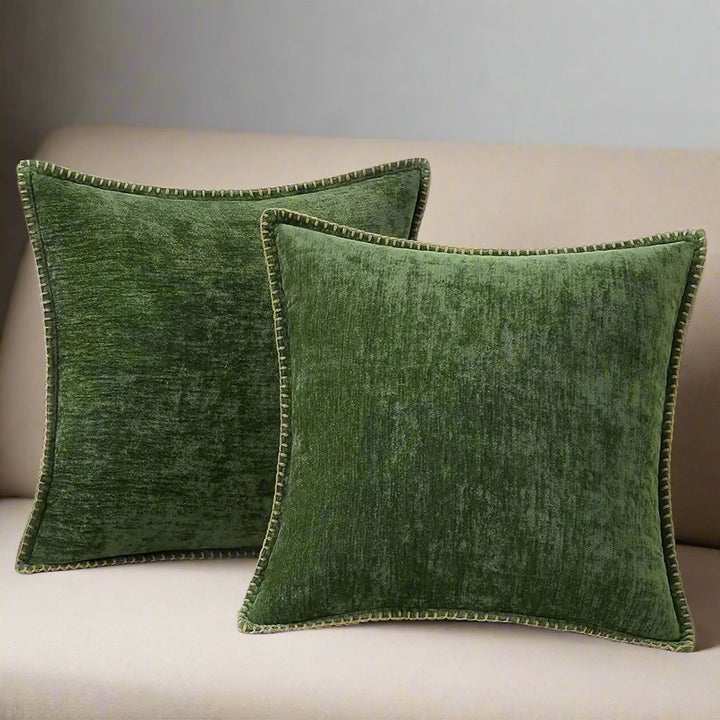 green Luxury Home Decor Neutral Chenille Self Piped Cushion Cover