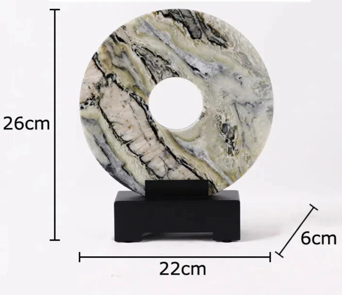 Luxury Solid Jade Marble Disc On Stand Ornament