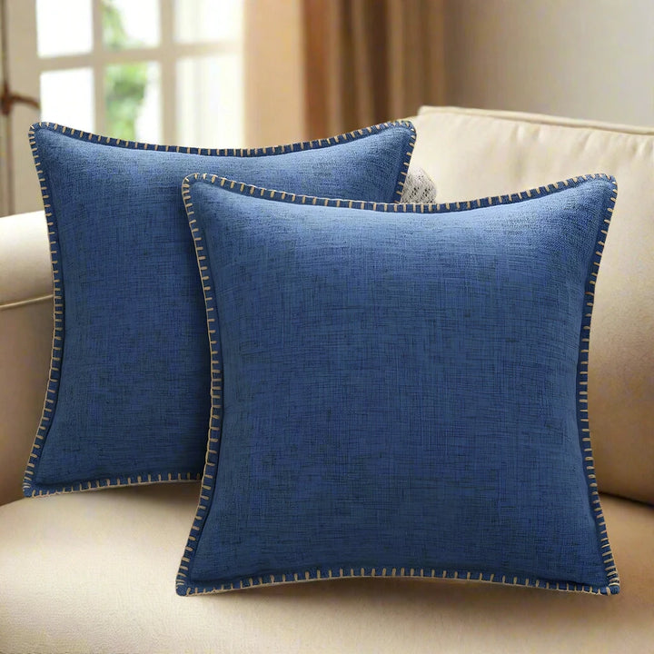 blue Simple Chic Neutral Linen Cushion Cover