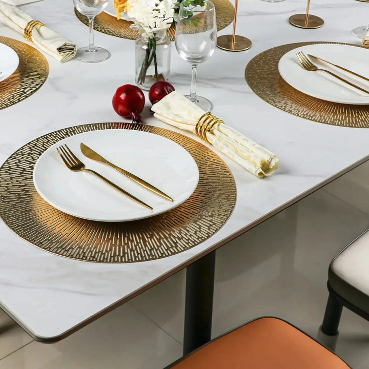 Set of 4 Non-Slip Champagne Gold Shimmer Metallic Round Placemats