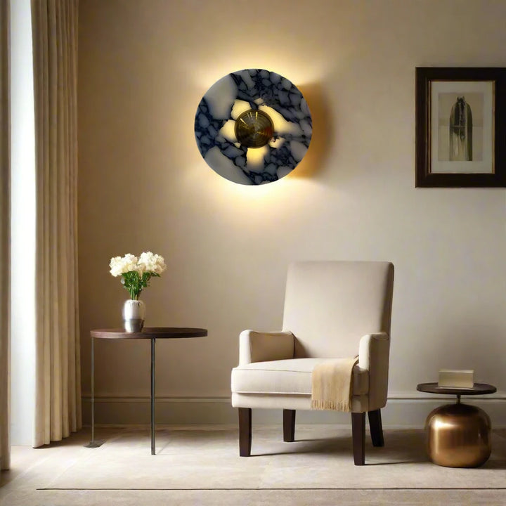 Modern Luxury Solid Viola Marble Disc Wall Light