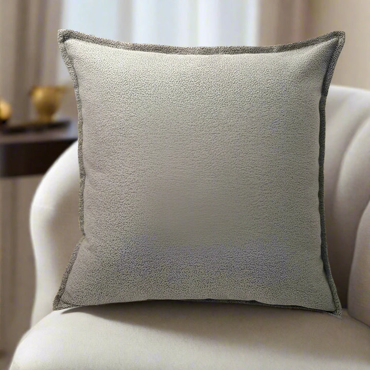 Neutral Textured Boucle Piped Cushion