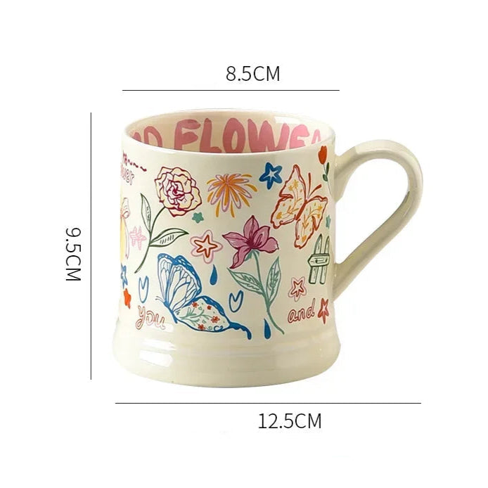 Hand Drawn Illustration Floral Print Mug