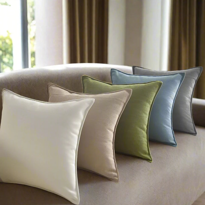 Neutral Chevron Pattern Embossed Piped Cushions