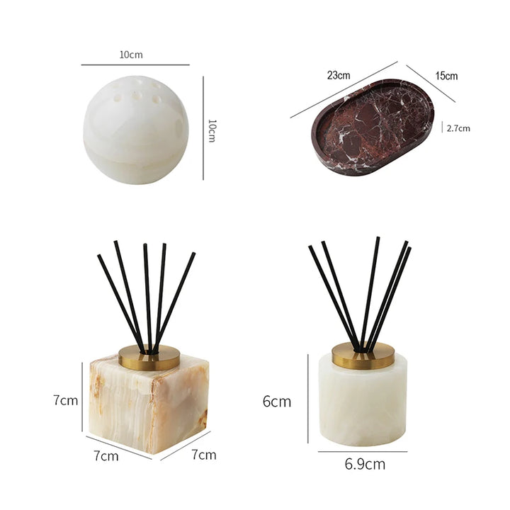 Luxury Onyx Marble Reed Square Diffuser Home Fragrance Set