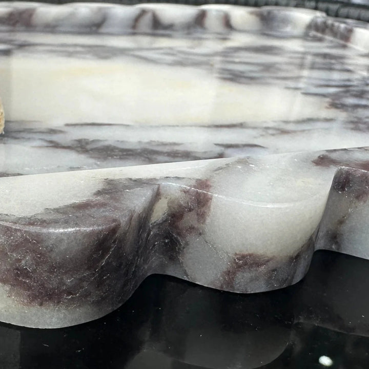 Luxury Scallop Edge Solid Viola Marble Tray