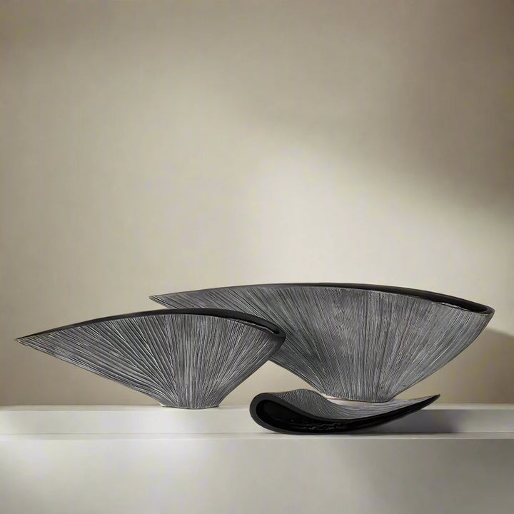 Grey Abstract Centrepiece Curved Vase