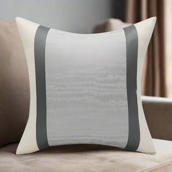 Cream & Light Grey Border Marbled Cushion Cover