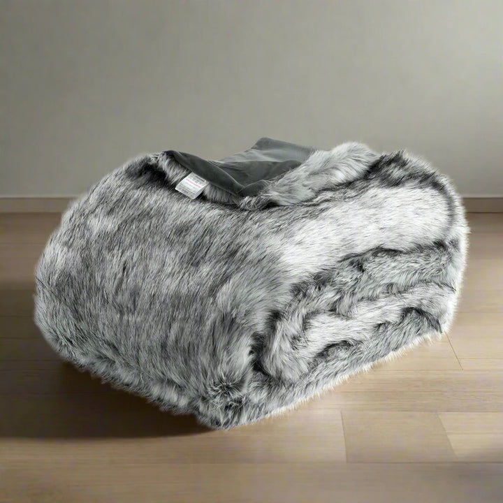 luxury grey faux fur throw