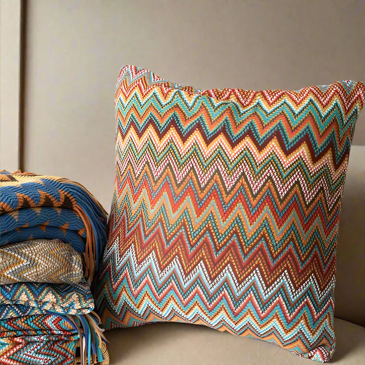 Home Decor Knitted Zig Zag Pattern Cushion Cover