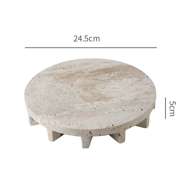 Large Travertine Stone Round Coffee Table Tray