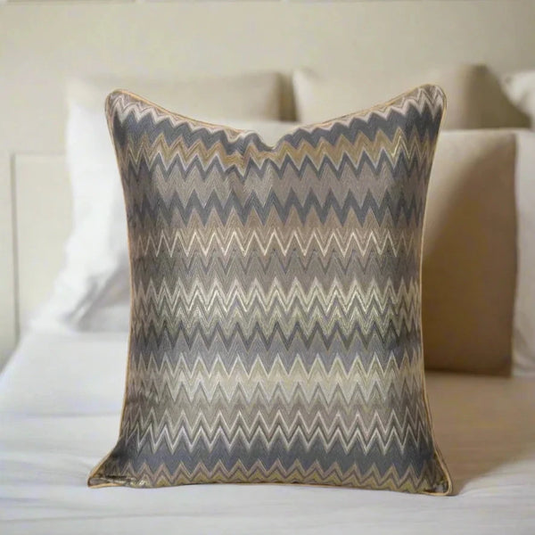 Chocolate Brown Zig Zag Pattern Satin Cushion