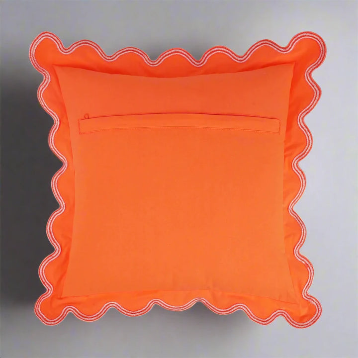 Modern Maximalism Orange Scallop Edge Border Cushion