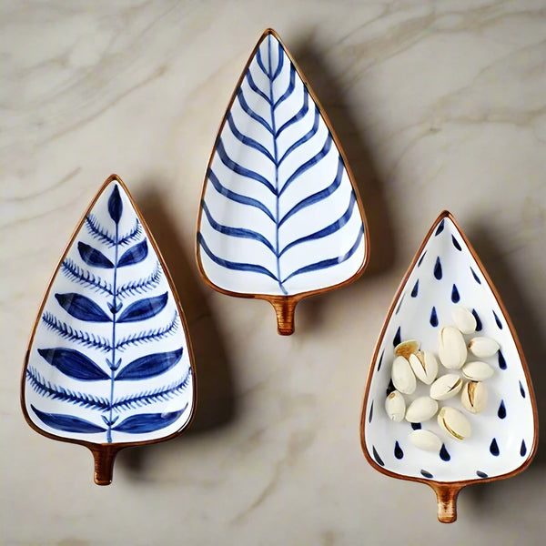 Ceramic Painted Leaf Shape Serving Tapas Bowls