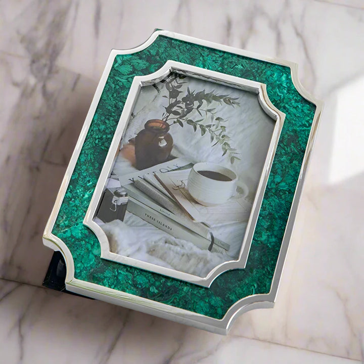 Luxury Green Malachite Silver Photo Frame