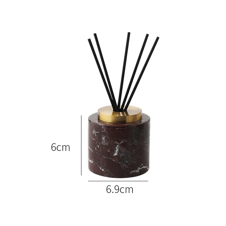 Luxury Round Solid Marble & Antique Brass Reed Diffuser