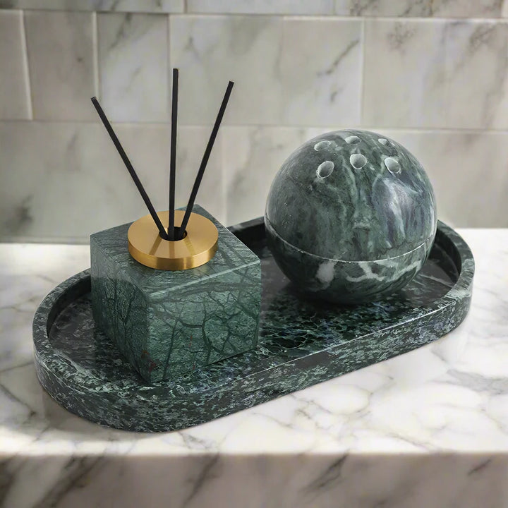 Luxury Home Fragrance Green Solid Marble Diffuser Ball