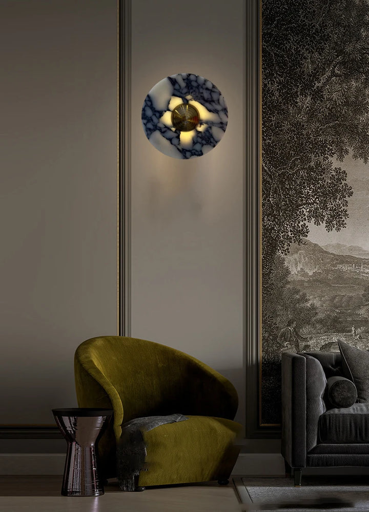 Modern Luxury Solid Viola Marble Disc Wall Light