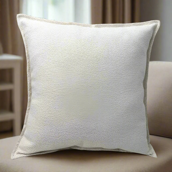 Neutral Textured Boucle Piped Cushion