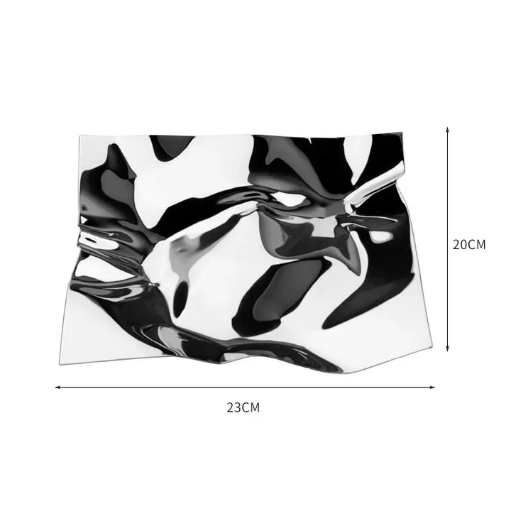 Modern Abstract Metal Mirrored Money Tree Decorative Bowl