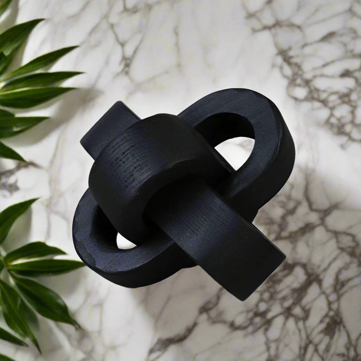 Modern Decorative Black Wooden Knot Ornament