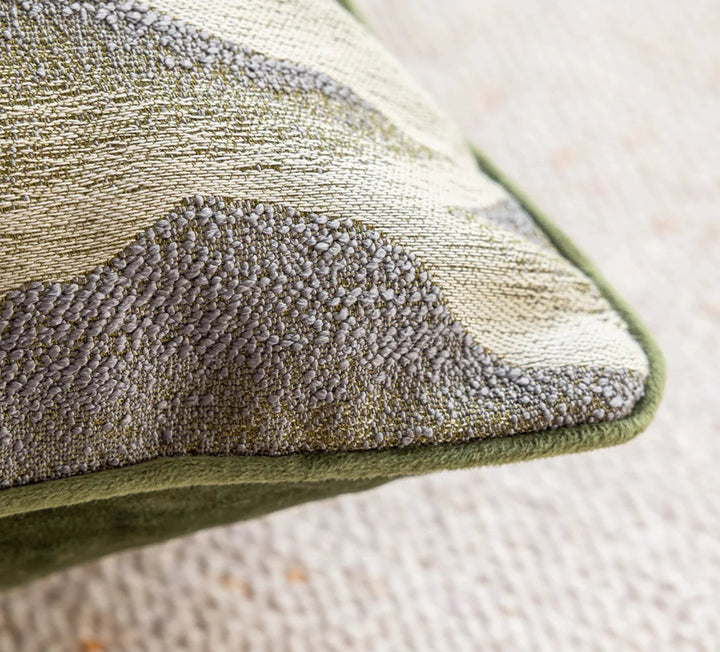 Serenity Green Abstract Satin Bolster Cushion Cover