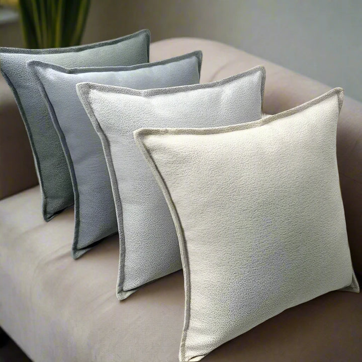 Neutral Textured Boucle Piped Cushion