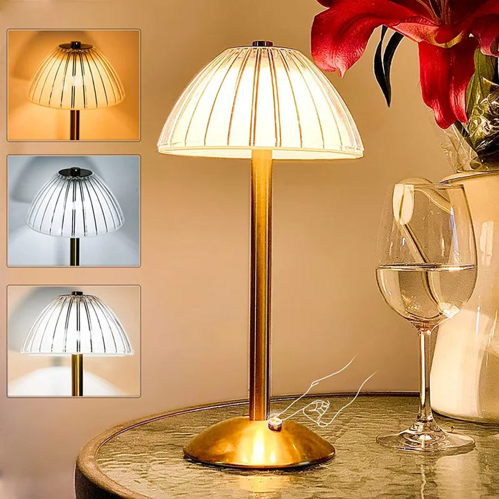 Modern Antique Brass Cordless Portable Table Lamp