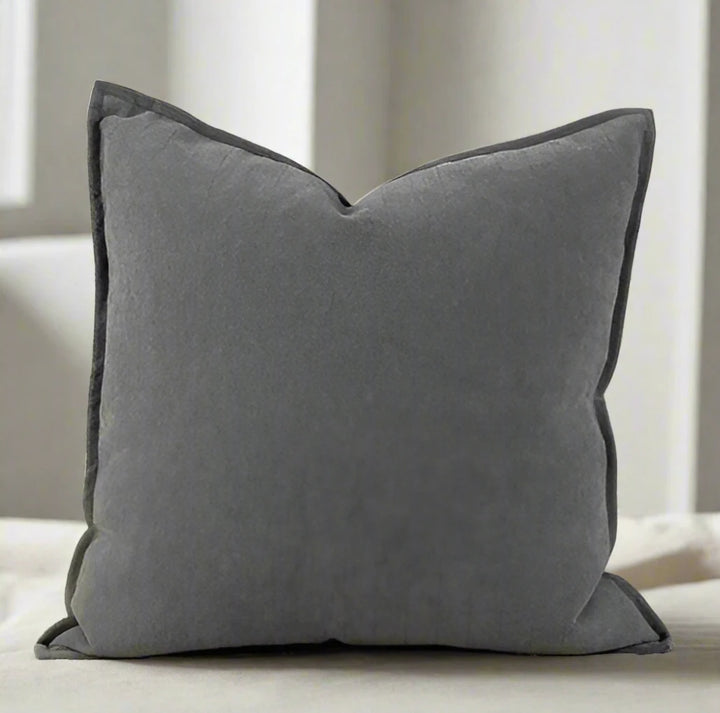 Neutral grey Chevron Pattern Embossed Piped Cushions