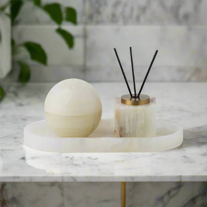 Luxury Onyx Marble Reed Square Diffuser Home Fragrance Set