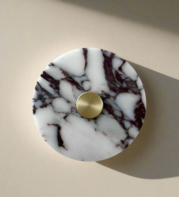 Modern Luxury Solid Viola Marble Disc Wall Light