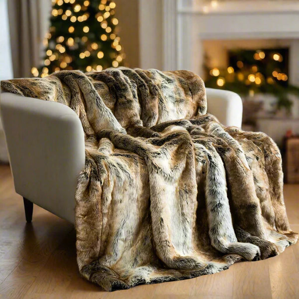 luxury brown faux fur throw