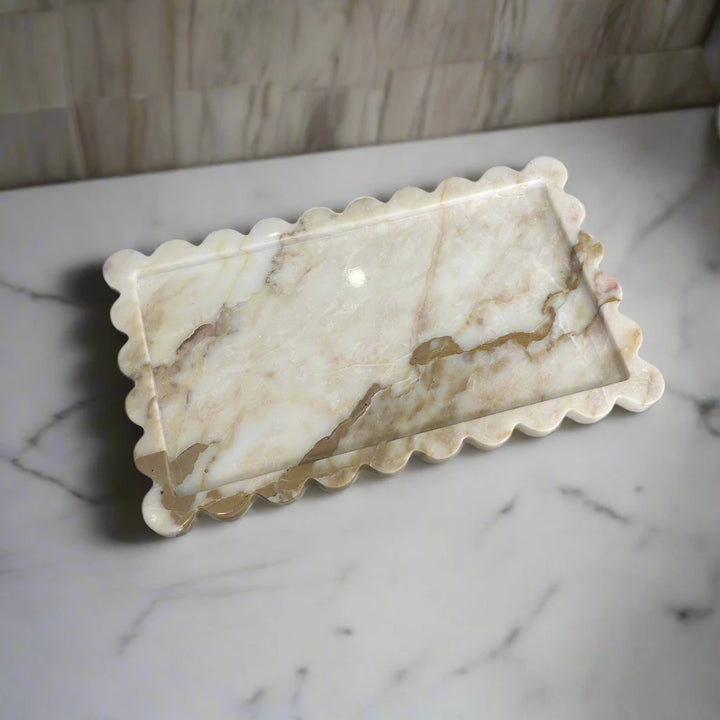 Cream marble vanity tray