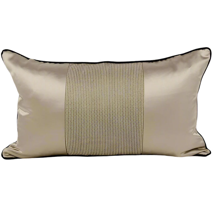 Taupe Velvet Piped Border Bolster Cushion