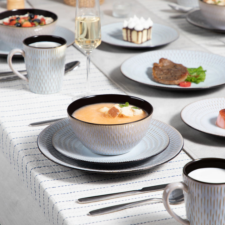 32-Piece Neutral Reactive Glaze Dinnerware Set