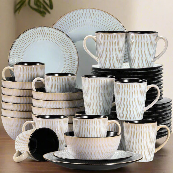 48-Piece Neutral Speckled Reactive Glaze Dinnerware Set