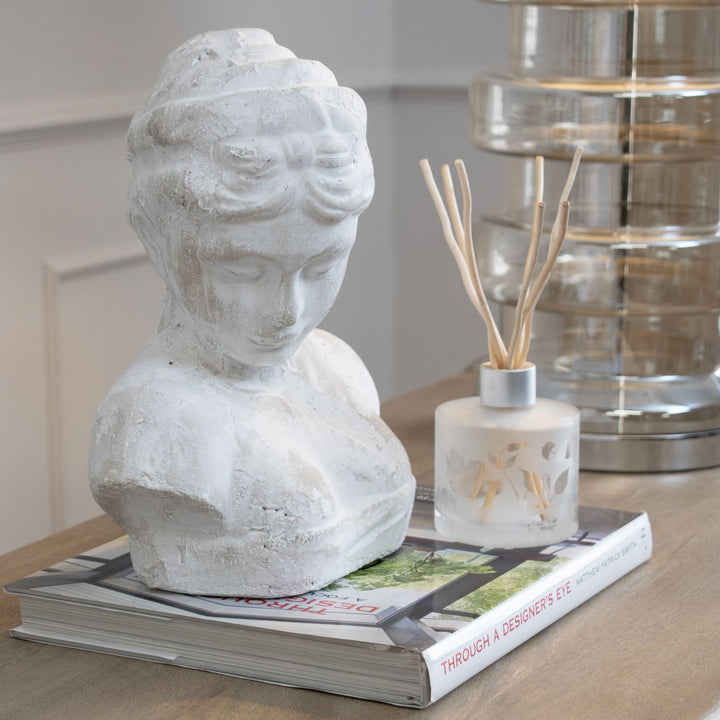 White Wash Stone Bust Decorative Scultpure