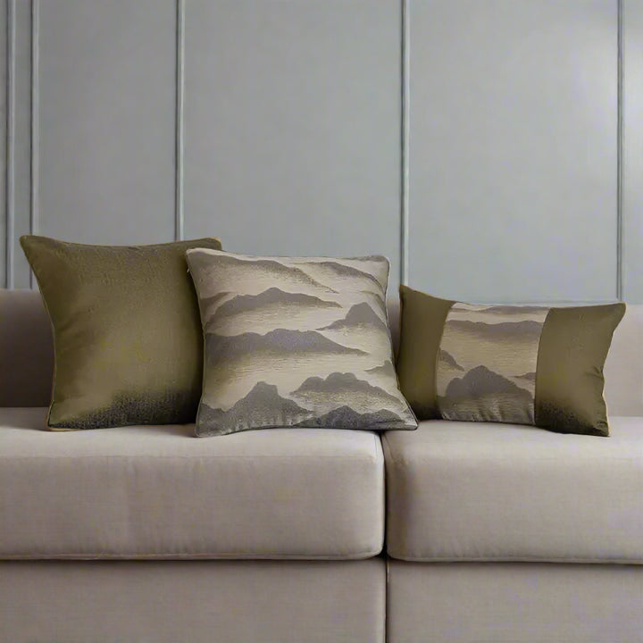 Serenity Olive Green Textured Satin Cushion Cover